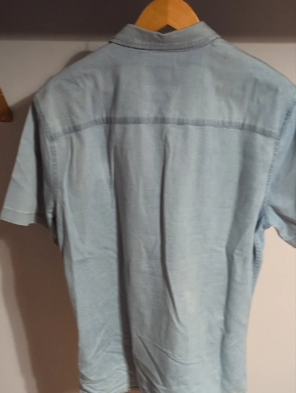 Topman Light Blue Short Sleeve Button-Down Denim Shirt